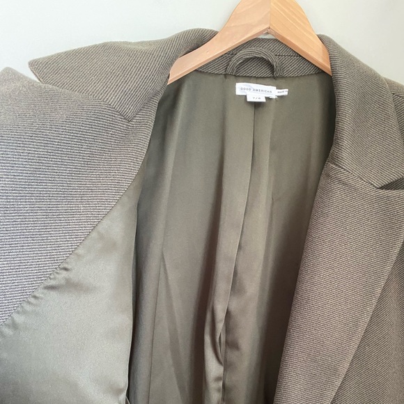 Good American Twill Tie Waist Belted Blazer Dark Green Size 4XL Academia Preppy - Picture 11 of 14